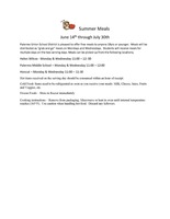 Summer Meal Program